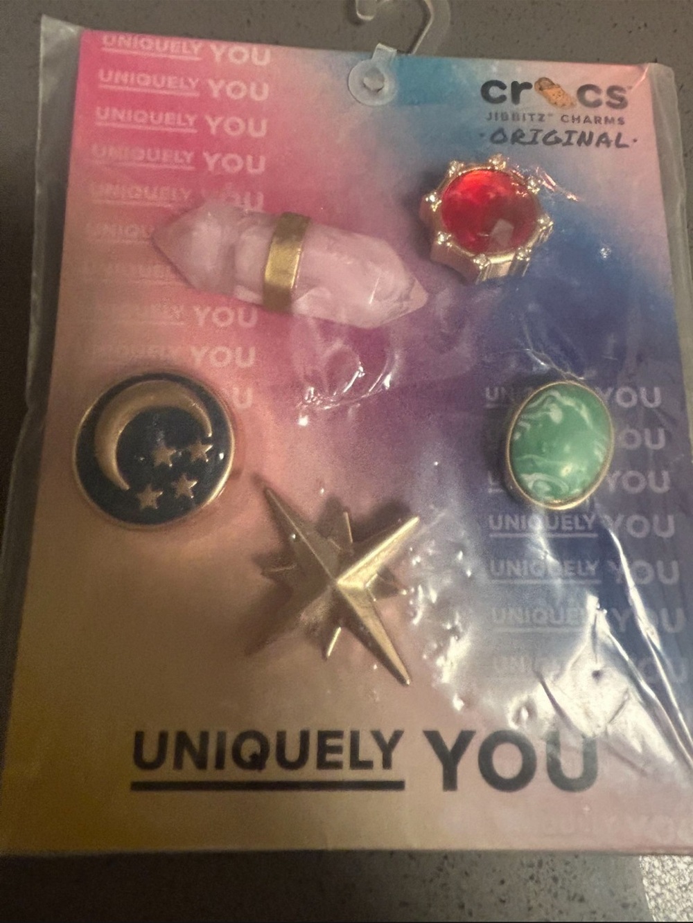 CROCS Gem & Celestial Jibbitz Charm Pack - Red, Pink, Green, Gold